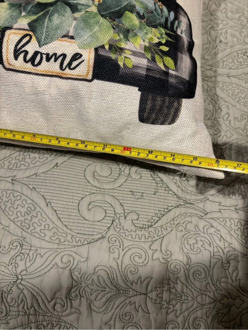 Decorative Throw Pillow with Greenery Truck Print